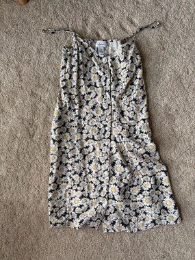 Japna Black Floral Daisy Mini Dress with Yellow Centers